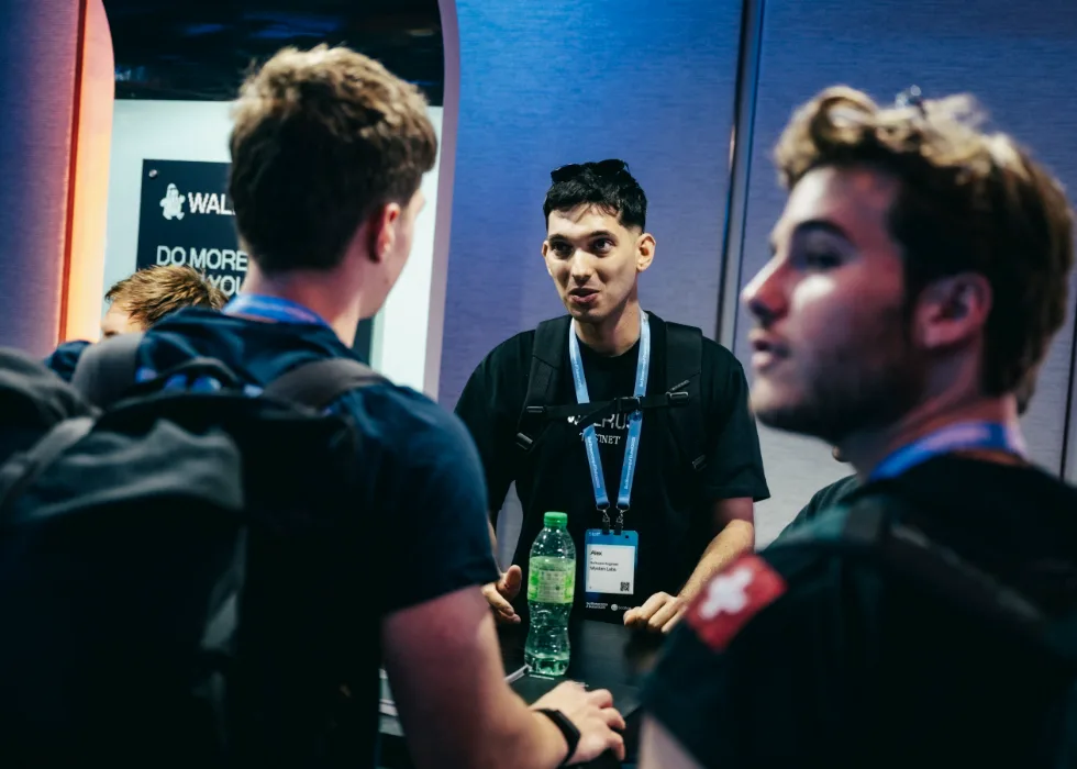Team members discussing software strategy