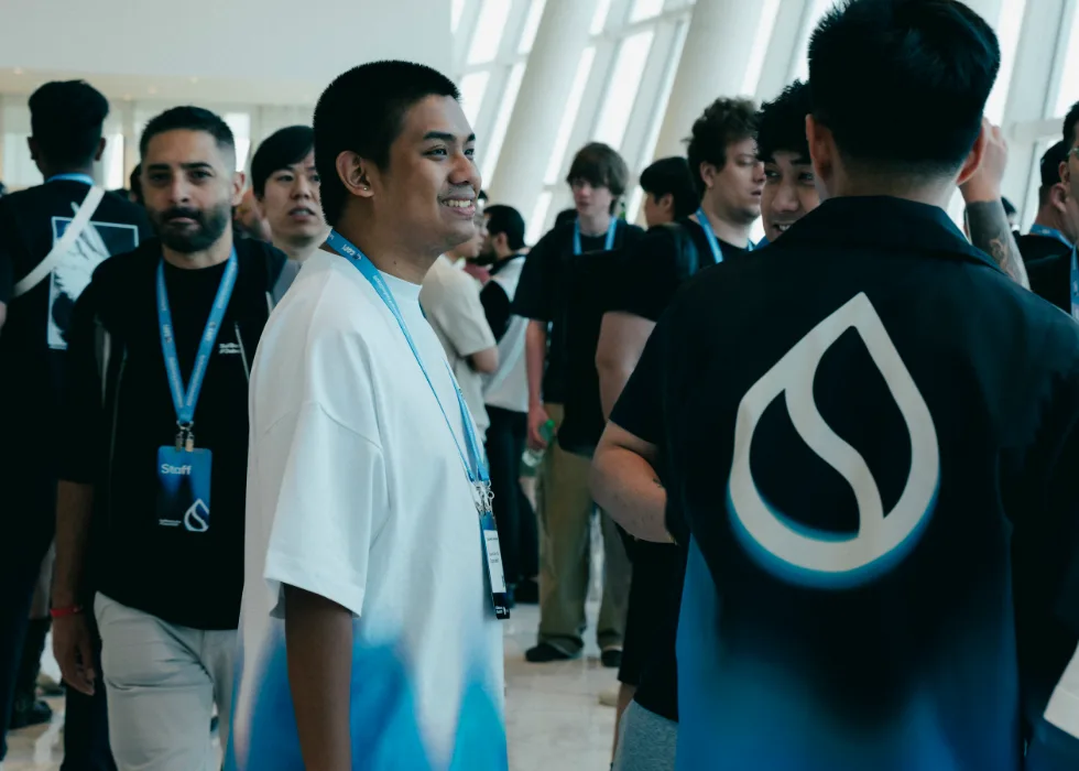 A group discussing technology strategy at an event