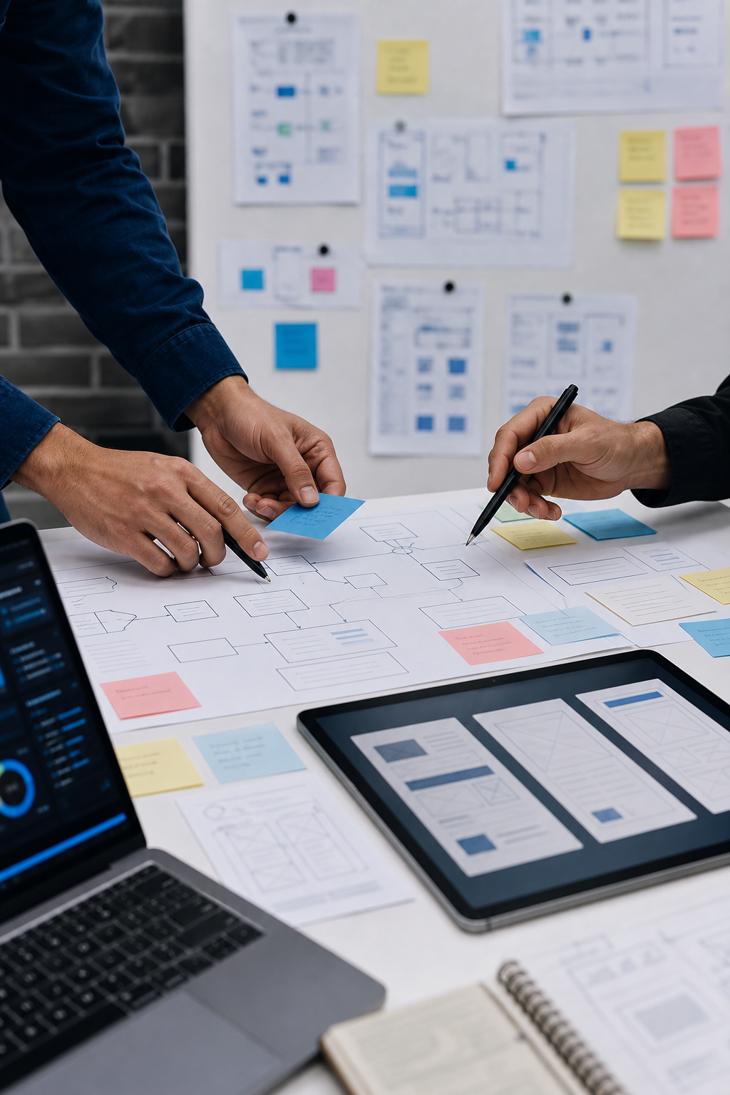 Hands mapping software workflows and product scope during discovery