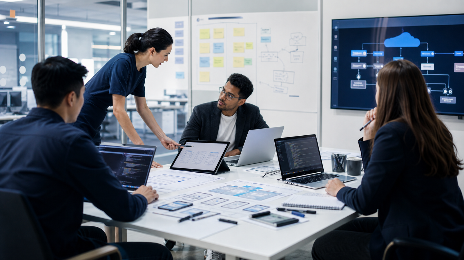 Software product pod planning a custom platform in a modern workspace
