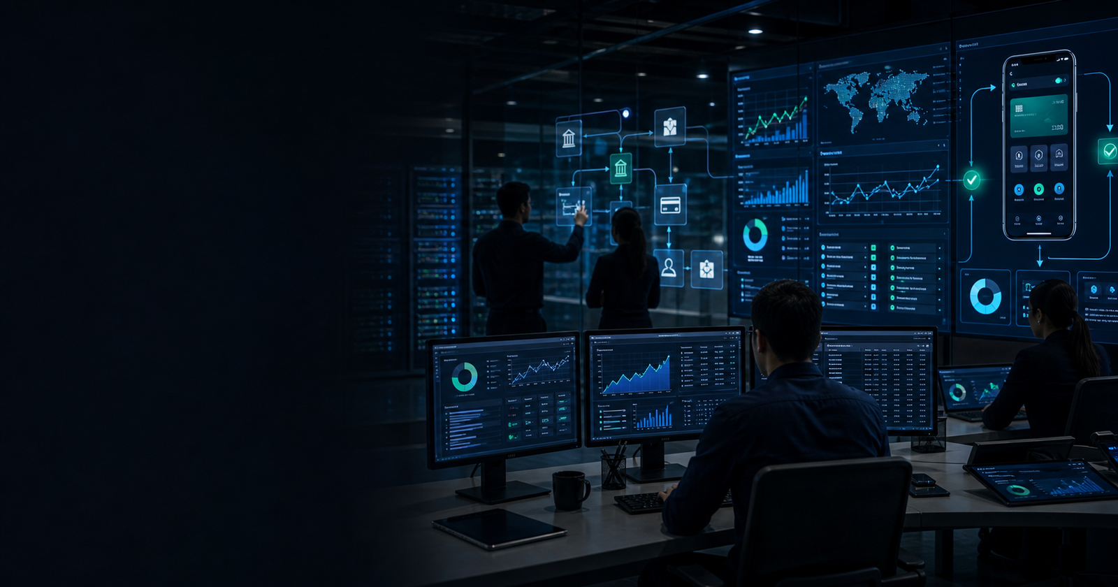 Finance and fintech software operations room