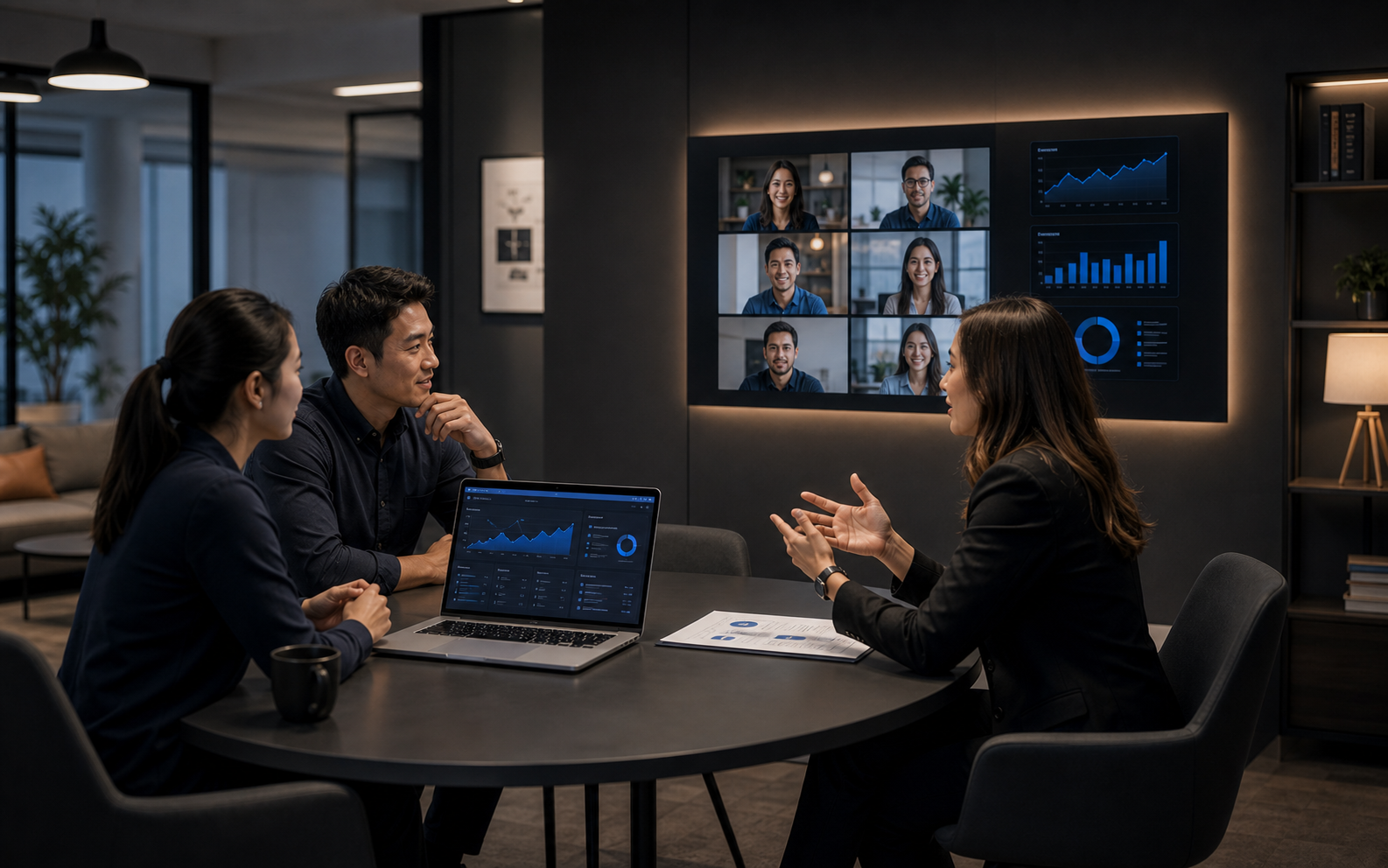 Client success discussion with product dashboards