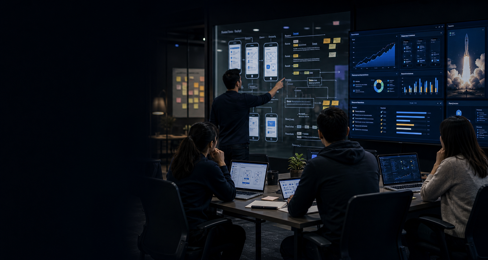 Startup product sprint with prototype screens, roadmap, and launch checklist