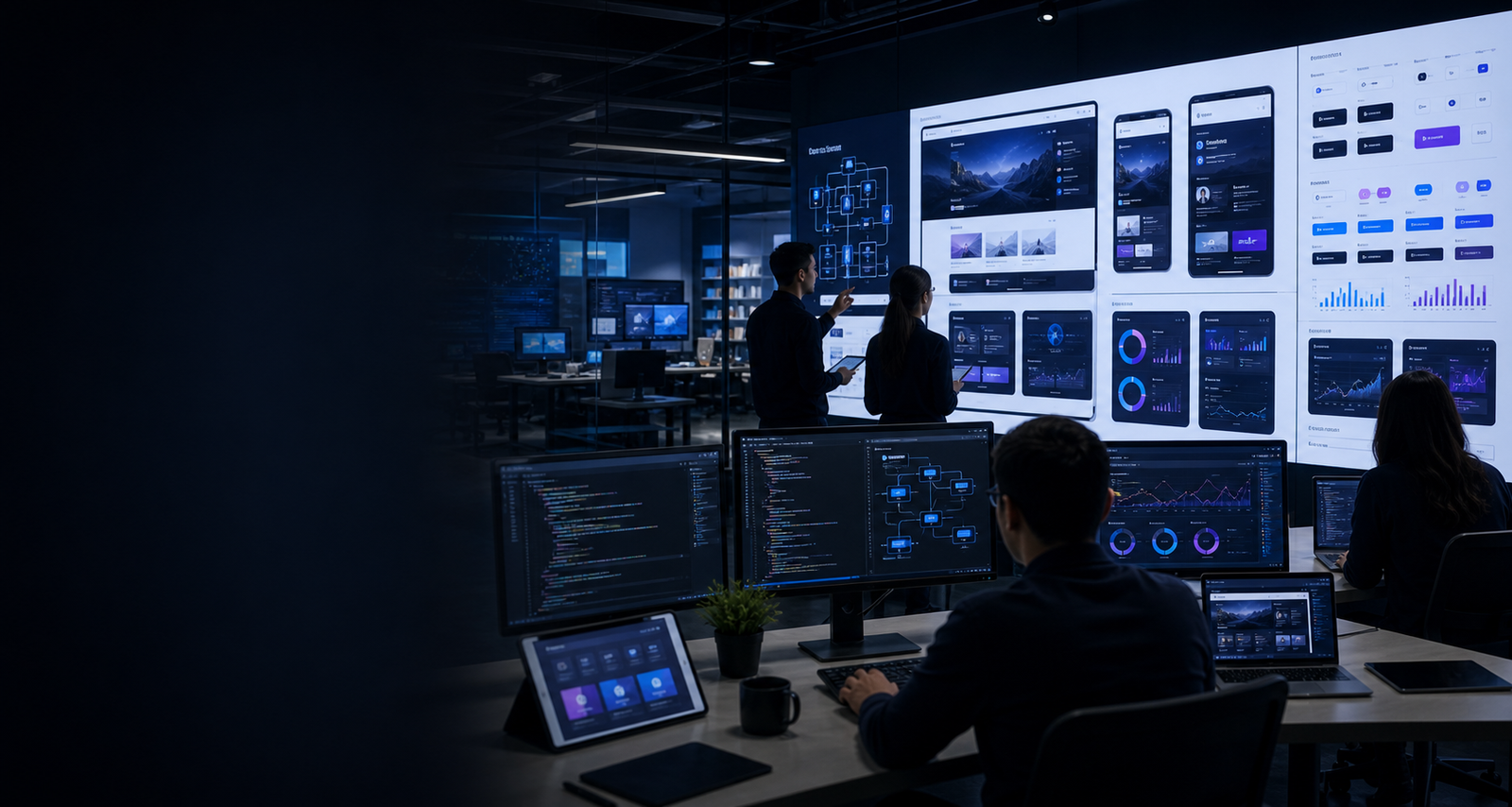 Responsive web platform with dashboards, portals, APIs, and performance monitoring